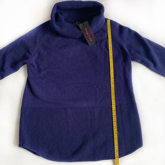 NWT Elena Wang Cowl Neck Indigo Sweater Sz L - Picture 6 of 6